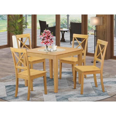East West Furniture 4 Piece Oxford Dinette Table Set - Oak OXBO5-OAK-W